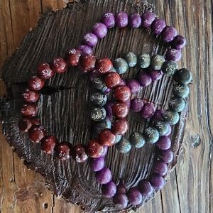Elegant Purple and Brown Beaded Bracelet Set